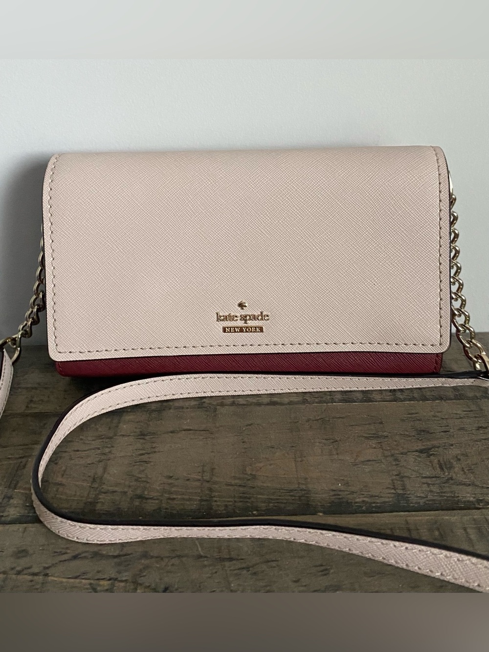 KATE SPADE Cameron Street  Leather Crossbody Clutch Wallet Sienna